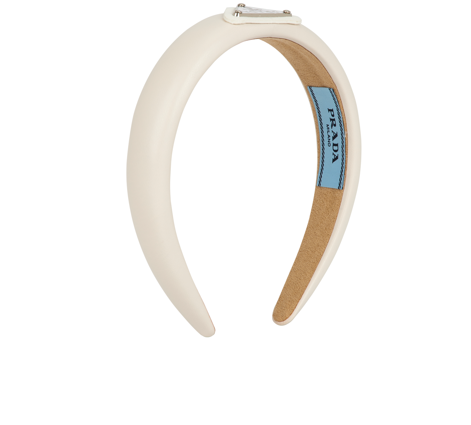 Prada Re-Nylon Headband, &pound;250, Accessories, Cream, Leather, Back view